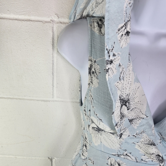 Free People French Quarter Blue Floral Cottagecore Wrap Mini Dress - Picture 12 of 12